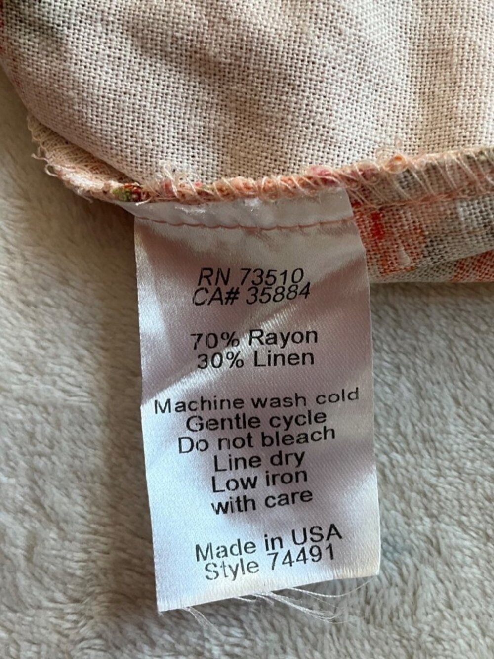 Uncle Frank Baby Doll Dress Linen Bl Floral Ruffles Flowy Sundress Pink Made USA - Picture 10 of 15